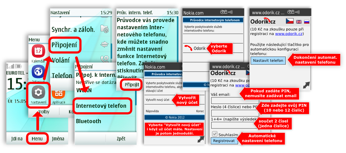 Návod jak nastavit internetové volání VoIP SIP, na některých nokia telefonech ( např. asha 303, x3-02) řady s40